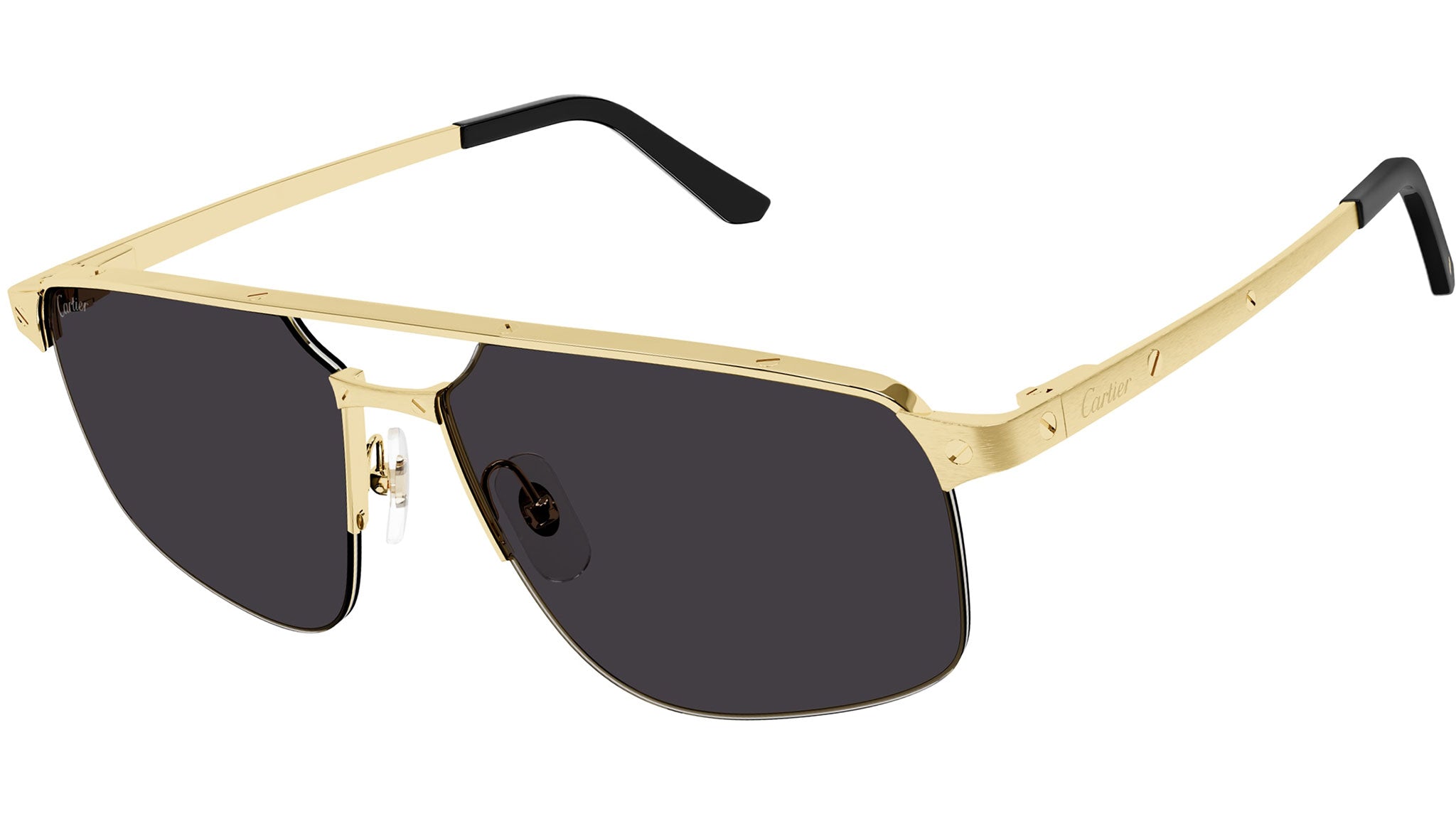 Santos de Cartier Sunglasses CT0385S 001 Gold Grey eye oo