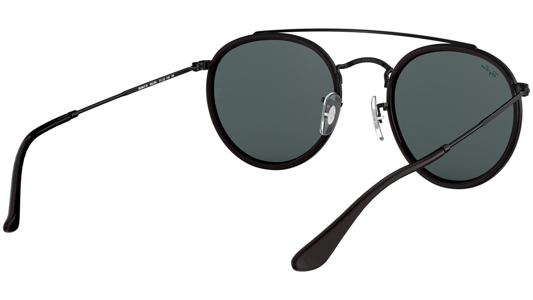 Ray-Ban RB3647N Double Bridge Round Sunglasses for Men for Women + BUNDLE  with Designer iWear Eyewear Care Kit