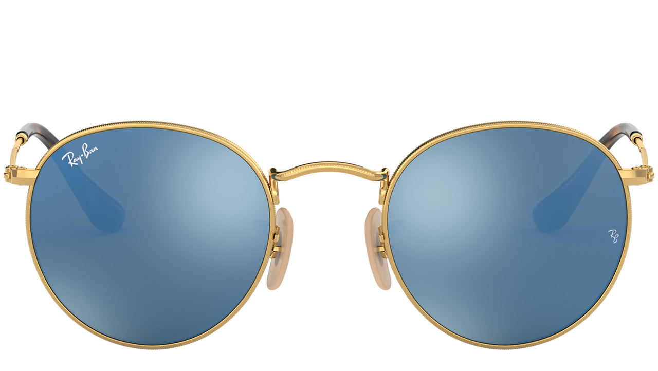 Round Flat Lenses RB3447N gold blue