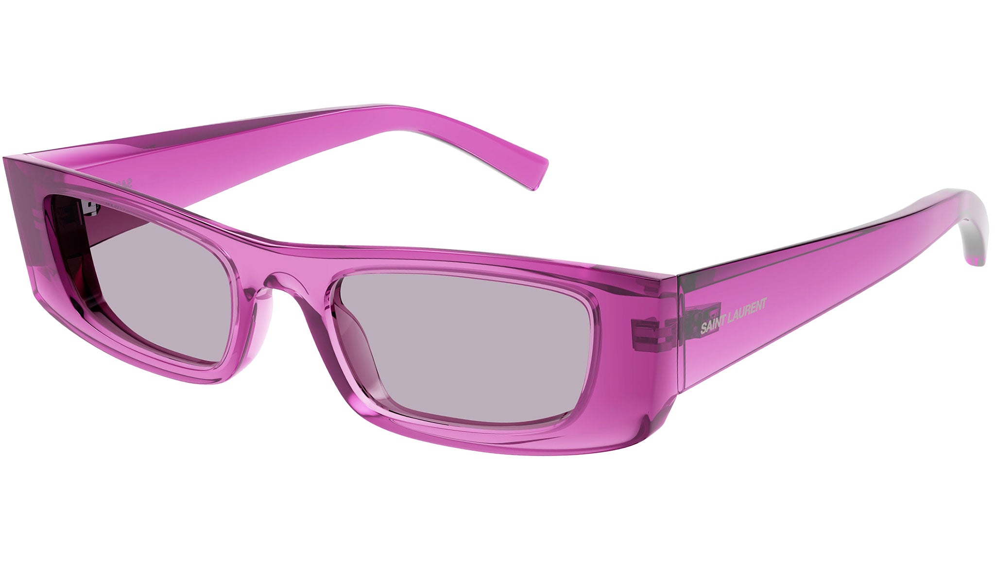 Rectangular frame sunglasses in shiny transparent injection