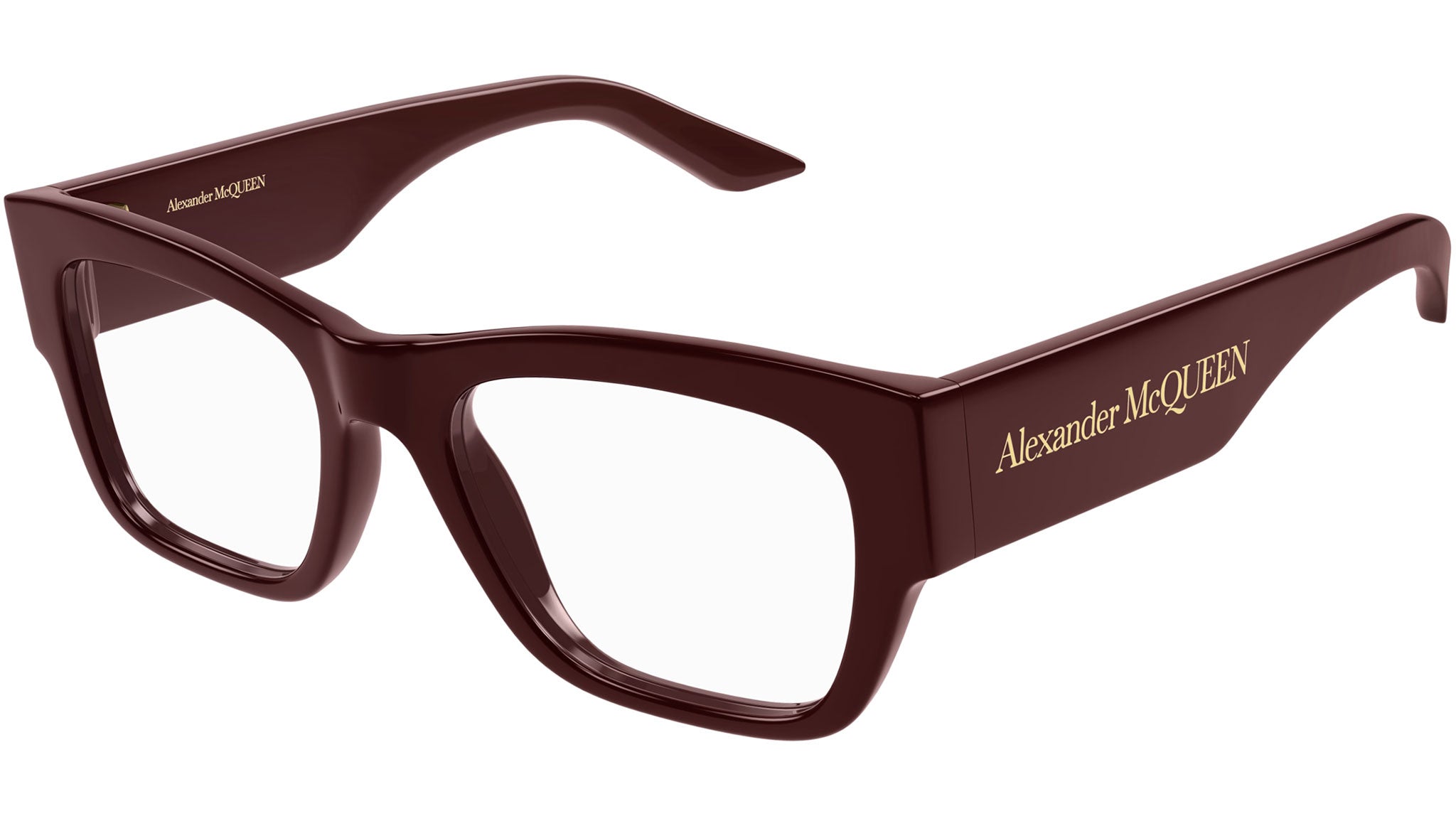 Alexander McQueen AM0436O 003 Eyeglasses Shiny Burgundy