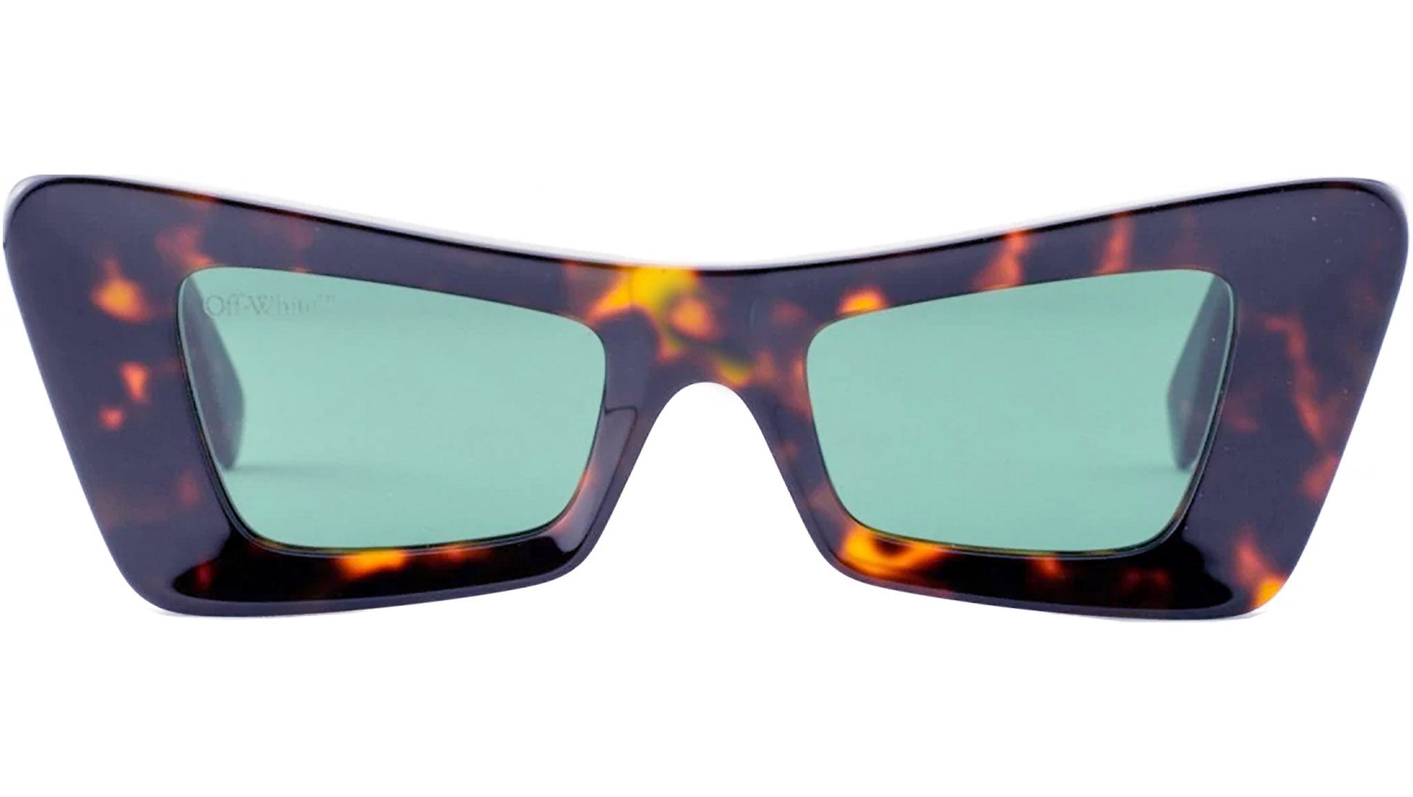 Off-White Virgil: havana rectangular sunglasses with green lenses