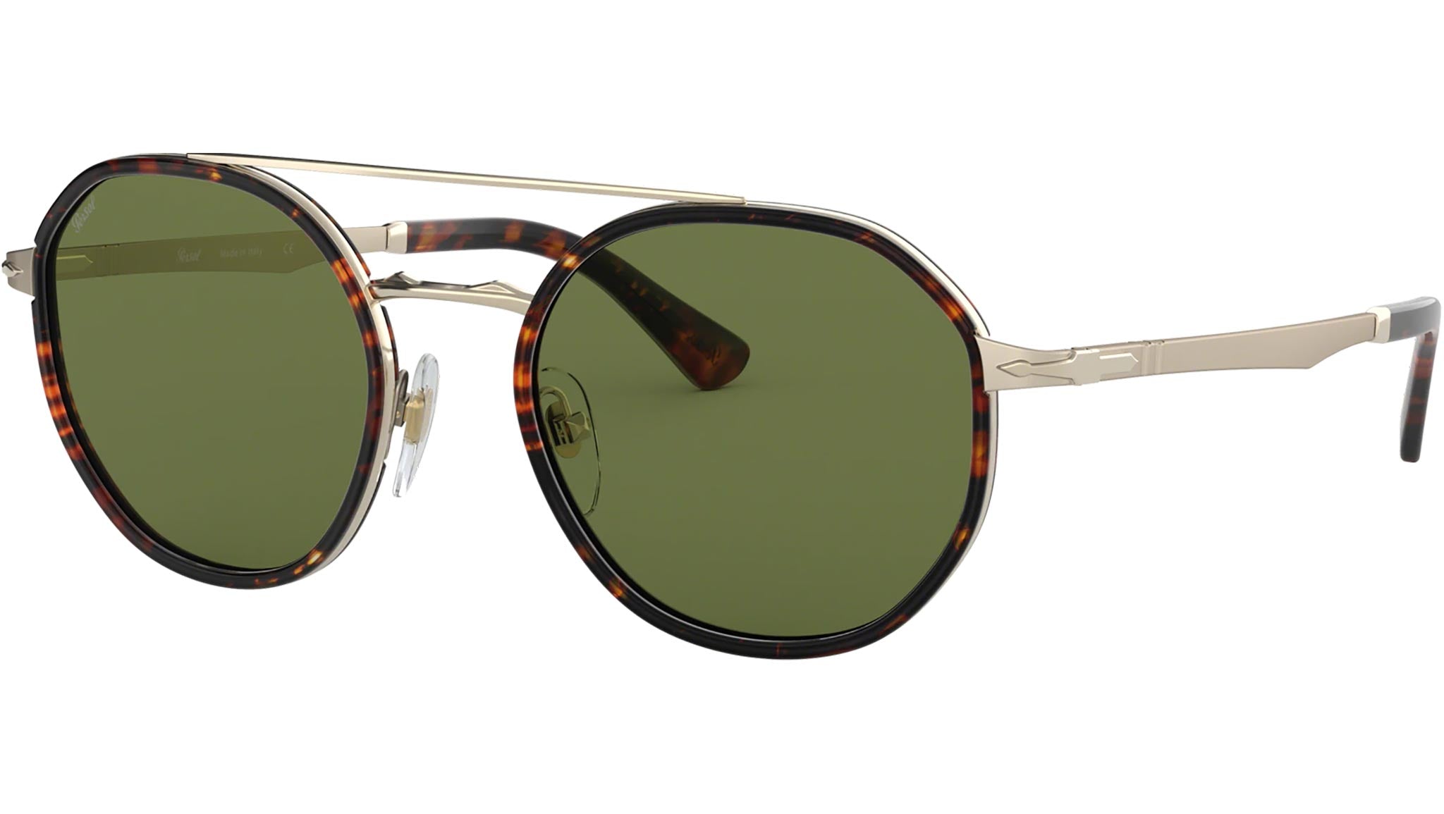 Persol Sunglasses PO2456S Gold And Havana 107652 Green Lens